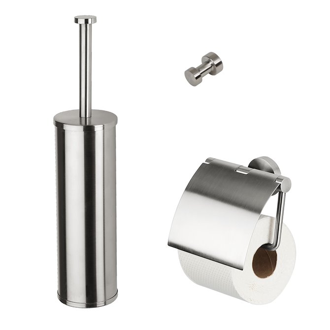 Dérouleur papier toilette + brosse WC en métal doré OR