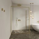 gold sliding door with side panel