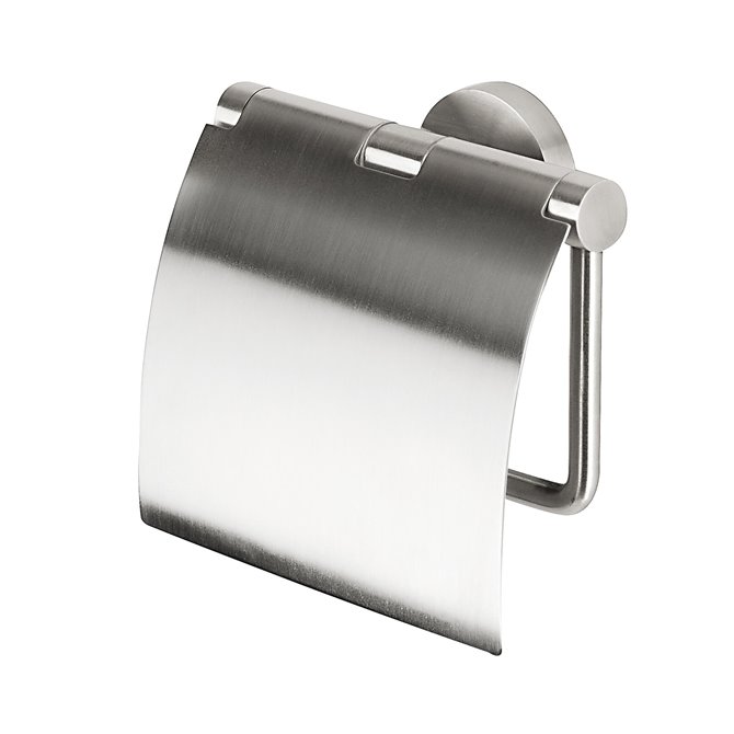 Tesa Hukk Set Dérouleur de papier avec couvercle en acier inoxydable + Brosse  WC, pose facile