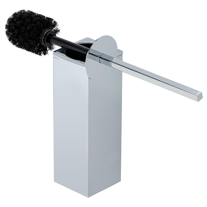 Schijn sneeuwman Manier Geesa - Geesa Modern Art Toiletborstel met houder Chroom (zwarte borstelkop)