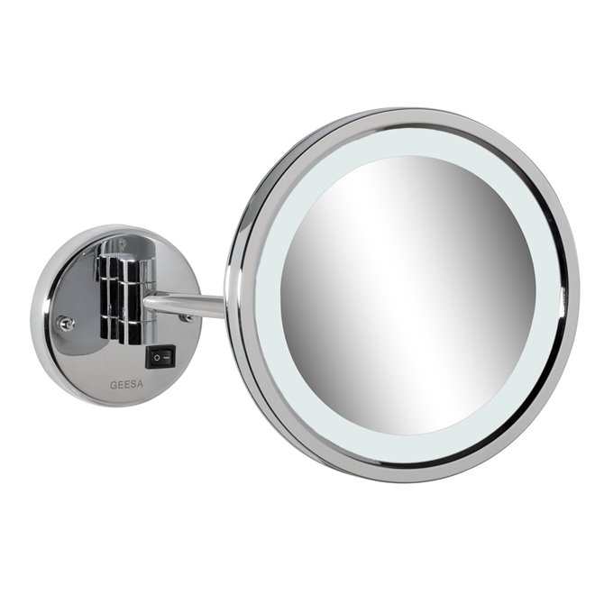 appel Fotoelektrisch Leraar op school Geesa - Geesa Mirror Scheerspiegel 1 arm met LED-verlichting 3x vergrotend  ø 215 mm Chroom