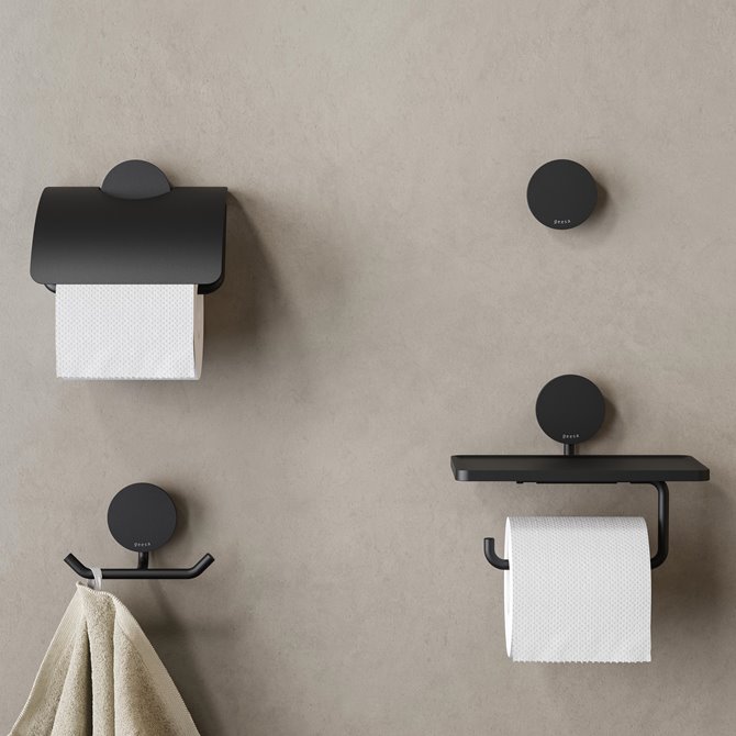 Opal Black  Porte-Rouleau Papier Toilette Avec Tablette Noir